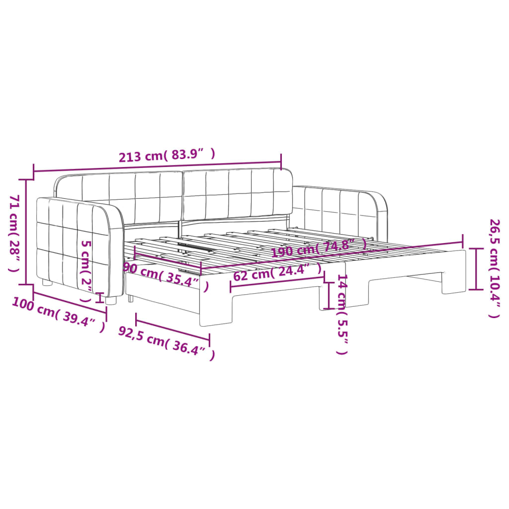 vidaXL Daybed with Trundle without Mattress Light Grey 90x190 cm
