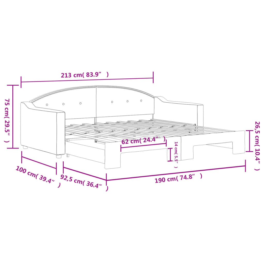 vidaXL Daybed with Trundle without Mattress Dark Grey 90x190 cm Single