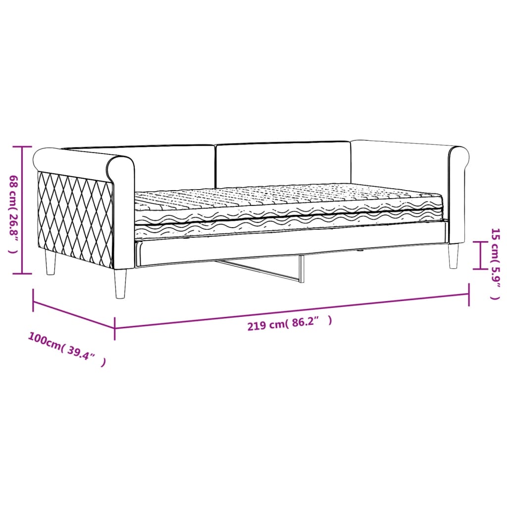 vidaXL Daybed with Mattress Blue Light Grey 90x190 cm Velvet