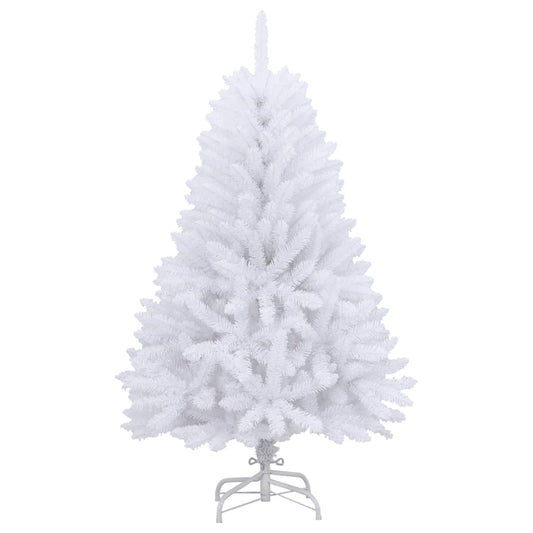 vidaXL Artificial Hinged Christmas Tree | White | PVC, metal | Medium