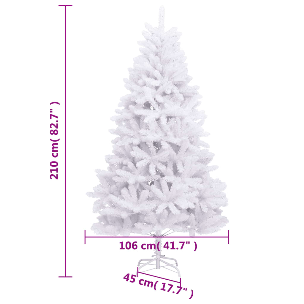 vidaXL Artificial Hinged Christmas Tree | White | PVC, metal | Tall | Foldable