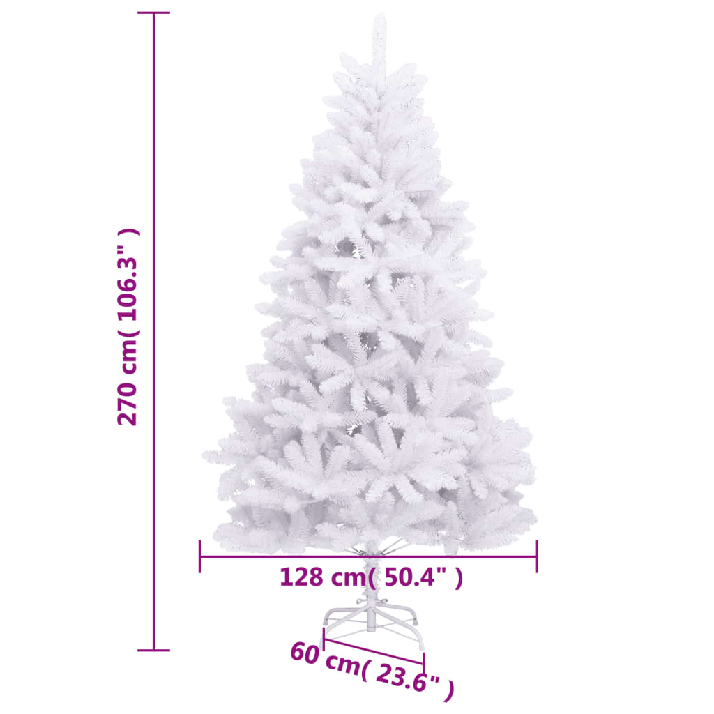 vidaXL Artificial Hinged Christmas Tree with Stand White 270 cm