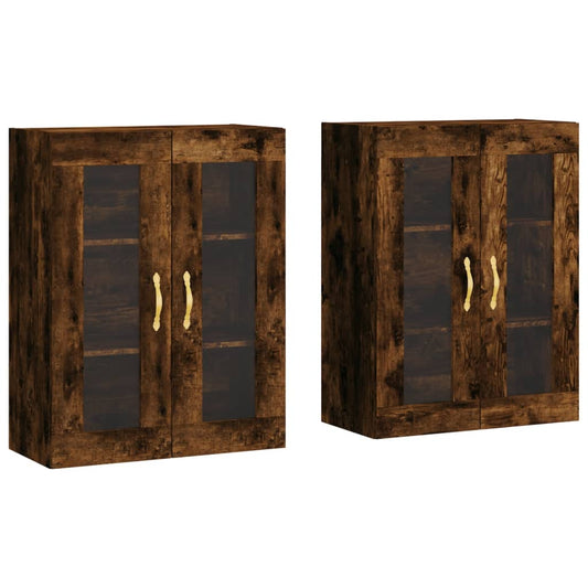 vidaXL Wall Mounted Cabinets 2 pcs Smoked Oak Engineered Wood