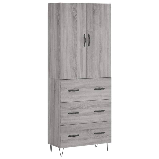 vidaXL Highboard Grey Sonoma 69,5x34x180 cm Engineered Wood