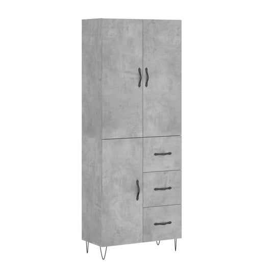 vidaXL Highboard Concrete Grey 69,5x34x180 cm Engineered Wood