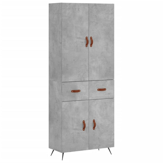 vidaXL Highboard Concrete Grey 69,5x34x180 cm Engineered Wood