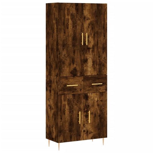 vidaXL Highboard Smoked Oak 69,5x34x180 cm Engineered Wood