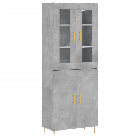 vidaXL Highboard Concrete Grey 69,5x34x180 cm Engineered Wood
