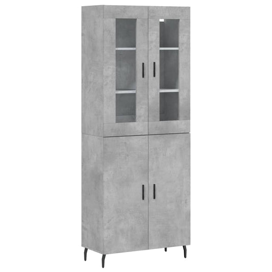vidaXL Highboard Concrete Grey 69,5x34x180 cm Engineered Wood