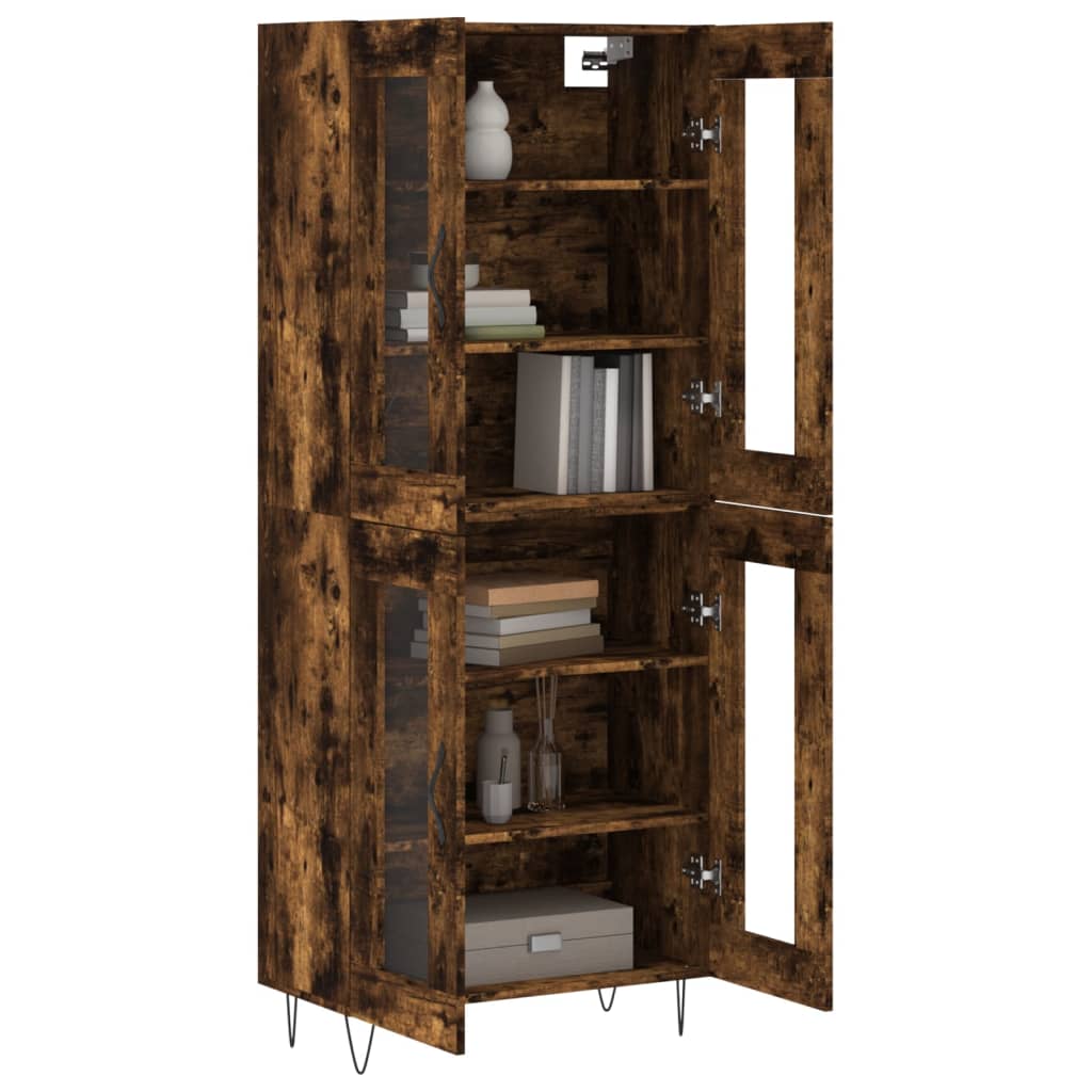 vidaXL Highboard Smoked Oak 69,5x34x180 cm Engineered Wood