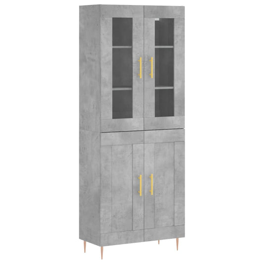vidaXL Highboard Concrete Grey 69,5x34x180 cm Engineered Wood