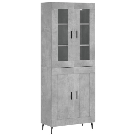 vidaXL Highboard Concrete Grey 69,5x34x180 cm Engineered Wood