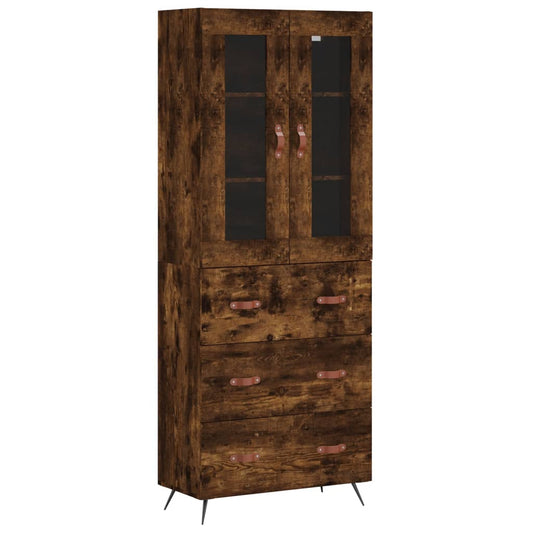 vidaXL Highboard Smoked Oak 69,5x34x180 cm Engineered Wood