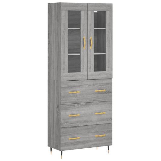 vidaXL Highboard Grey Sonoma 69,5x34x180 cm Engineered Wood