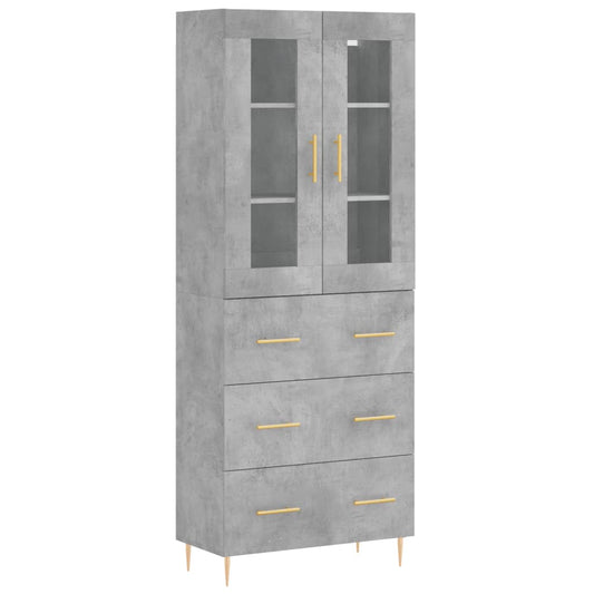 vidaXL Highboard Concrete Grey 69,5x34x180 cm Engineered Wood