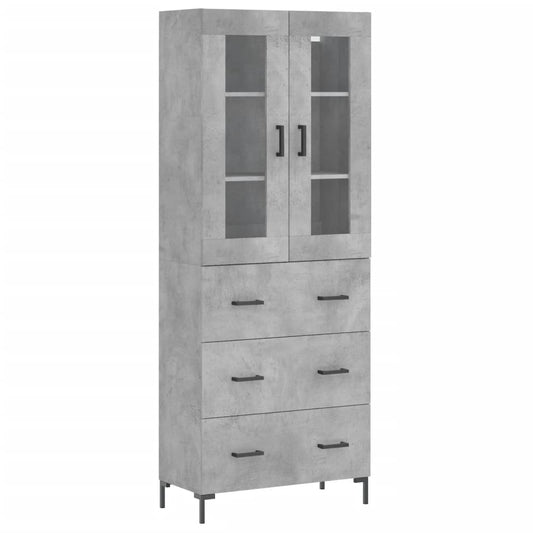 vidaXL Highboard Concrete Grey 69,5x34x180 cm Engineered Wood