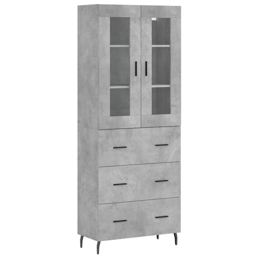 vidaXL Highboard Concrete Grey 69,5x34x180 cm Engineered Wood