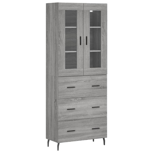 vidaXL Highboard Grey Sonoma 69,5x34x180 cm Engineered Wood