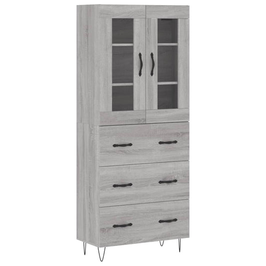 vidaXL Highboard Grey Sonoma 69,5x34x180 cm Engineered Wood