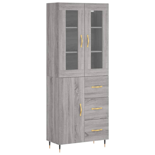 vidaXL Highboard Grey Sonoma 69,5x34x180 cm Engineered Wood