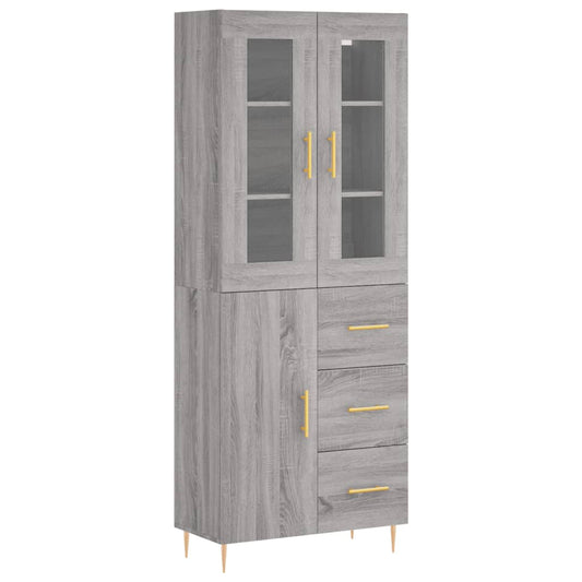 vidaXL Highboard Grey Sonoma 69,5x34x180 cm Engineered Wood