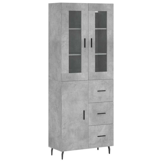 vidaXL Highboard Concrete Grey 69,5x34x180 cm Engineered Wood