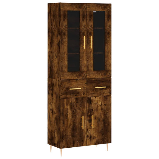 vidaXL Highboard Smoked Oak 69,5x34x180 cm Engineered Wood
