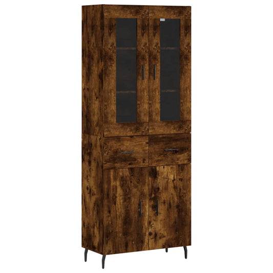 vidaXL Highboard Smoked Oak 69,5x34x180 cm Engineered Wood