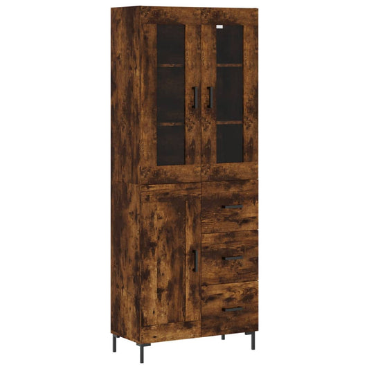 vidaXL Highboard Smoked Oak 69.5x34x180 cm Engineered Wood