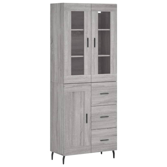 vidaXL Highboard Grey Sonoma 69,5x34x180 cm Engineered Wood