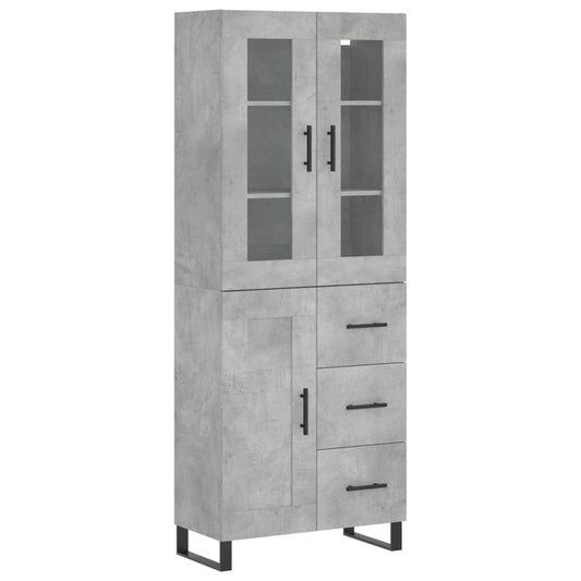 vidaXL Highboard Concrete Grey 69.5x34x180 cm Engineered Wood