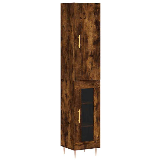 vidaXL Highboard Smoked Oak 34.5x34x180 cm Engineered Wood