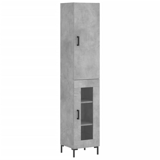 vidaXL Highboard Concrete Grey 34.5x34x180 cm Engineered Wood