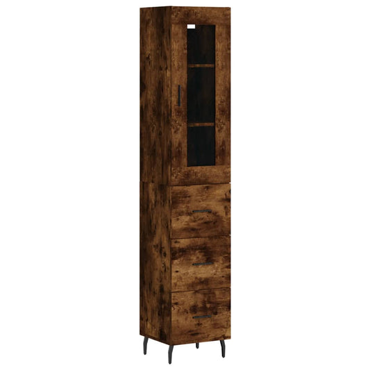 vidaXL Highboard Smoked Oak 34.5x34x180 cm Engineered Wood