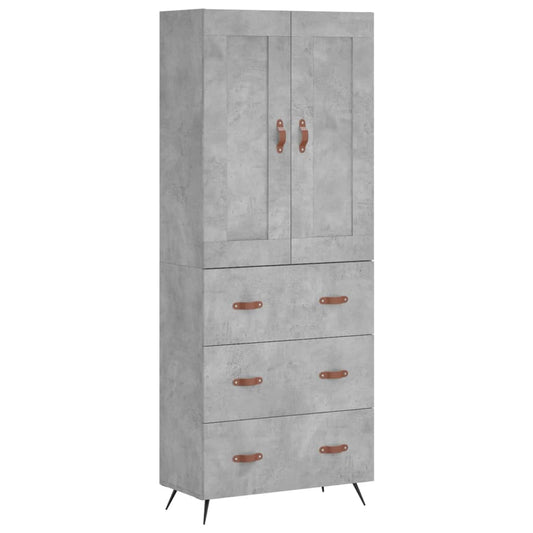 vidaXL Highboard Concrete Grey 69,5x34x180 cm Engineered Wood