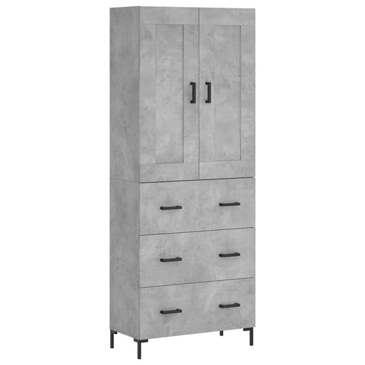 vidaXL Highboard Concrete Grey 69,5x34x180 cm Engineered Wood