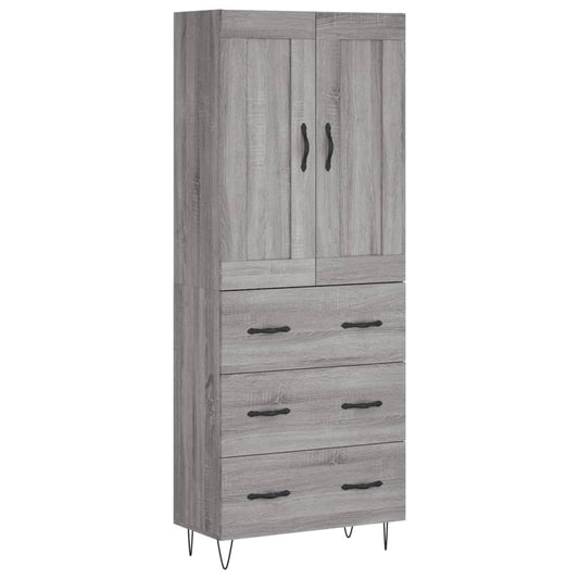vidaXL Highboard Grey Sonoma 69,5x34x180 cm Engineered Wood