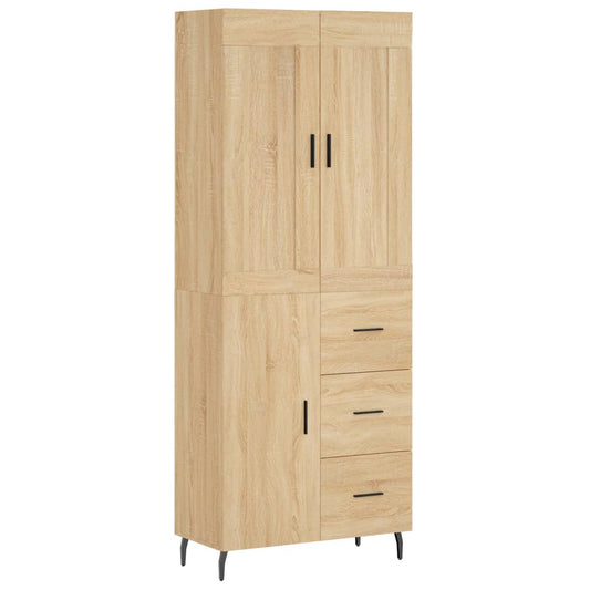 vidaXL Highboard Sonoma Oak 69,5x34x180 cm Engineered Wood