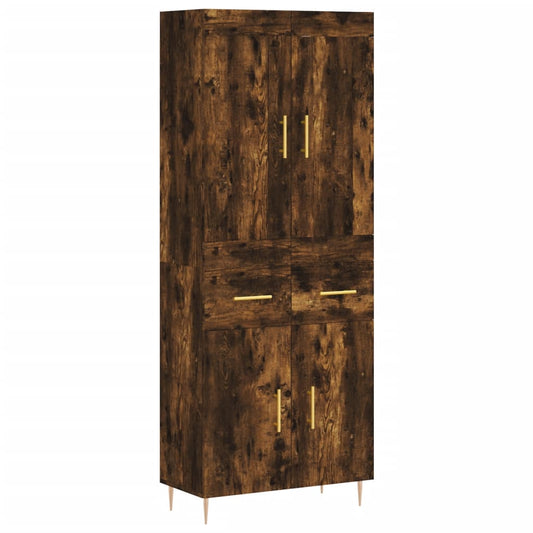 vidaXL Highboard Smoked Oak 69.5x34x180 cm Engineered Wood
