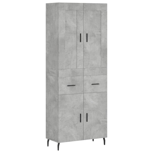 vidaXL Highboard Concrete Grey 69,5x34x180 cm Engineered Wood