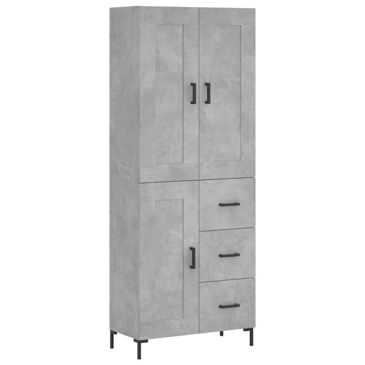 vidaXL Highboard Concrete Grey 69.5x34x180 cm Engineered Wood