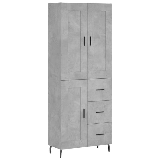 vidaXL Highboard Concrete Grey 69,5x34x180 cm Engineered Wood