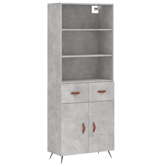 vidaXL Highboard | Concrete grey | Engineered wood, Metal | Bigger | Highboard