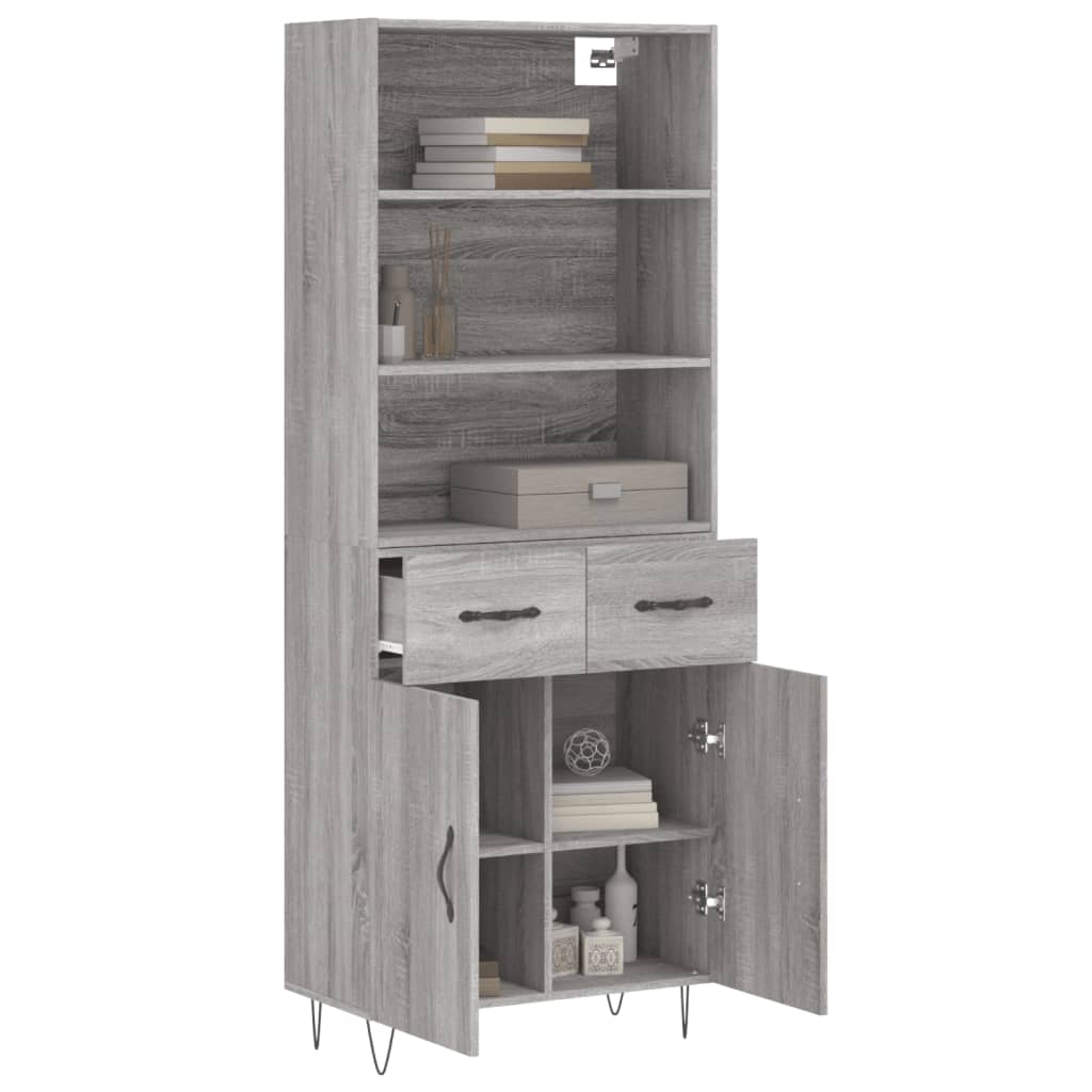vidaXL Highboard Grey Sonoma 69,5x34x180 cm Engineered Wood
