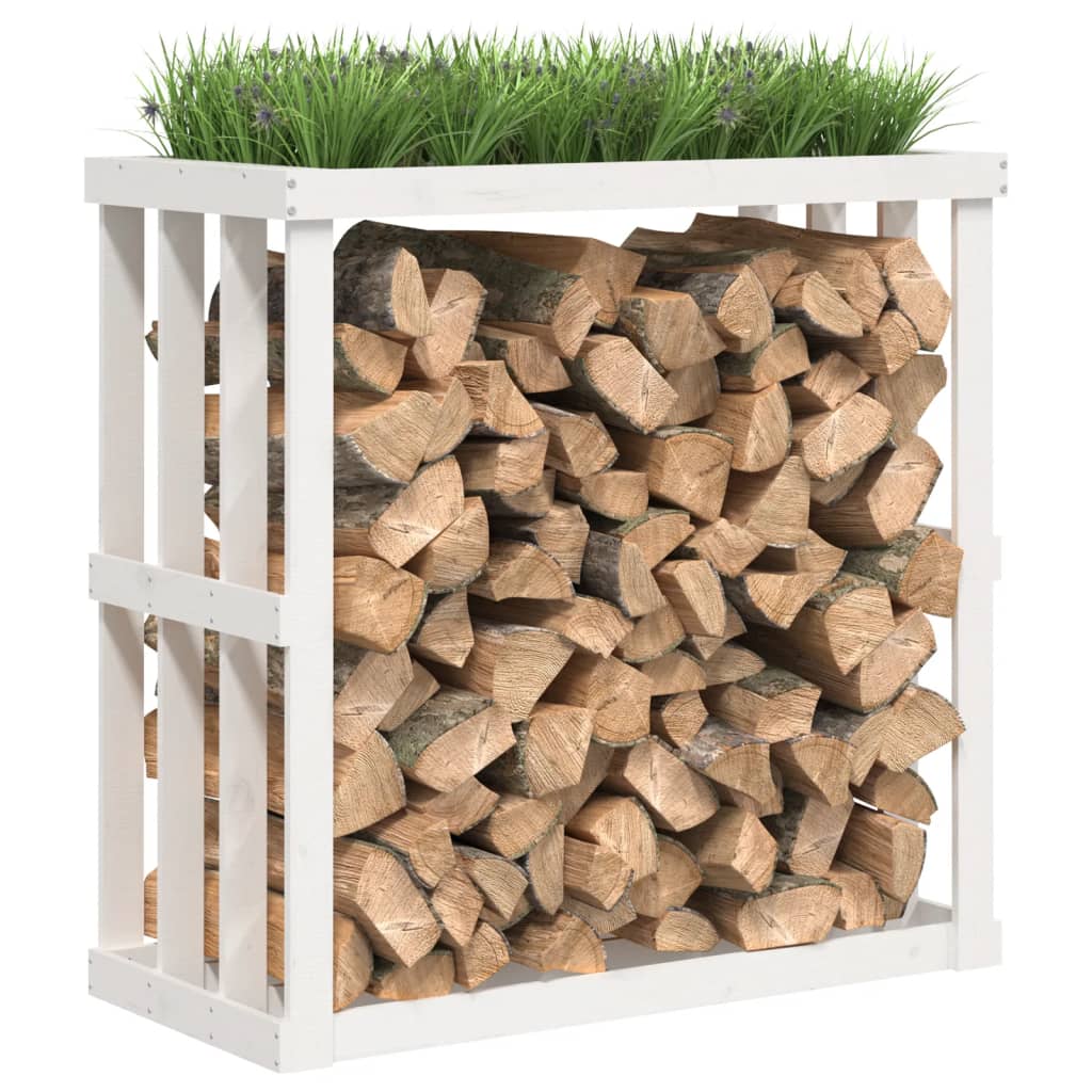 vidaXL Outdoor Log Holder White 108x52x106 cm Solid Wood Pine