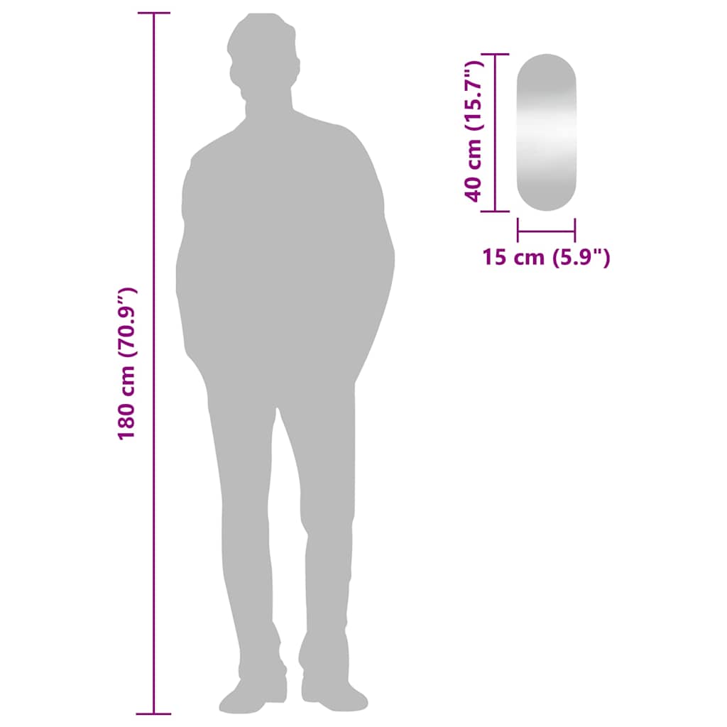 vidaXL Wall Mirror 15x40 cm Glass Oval