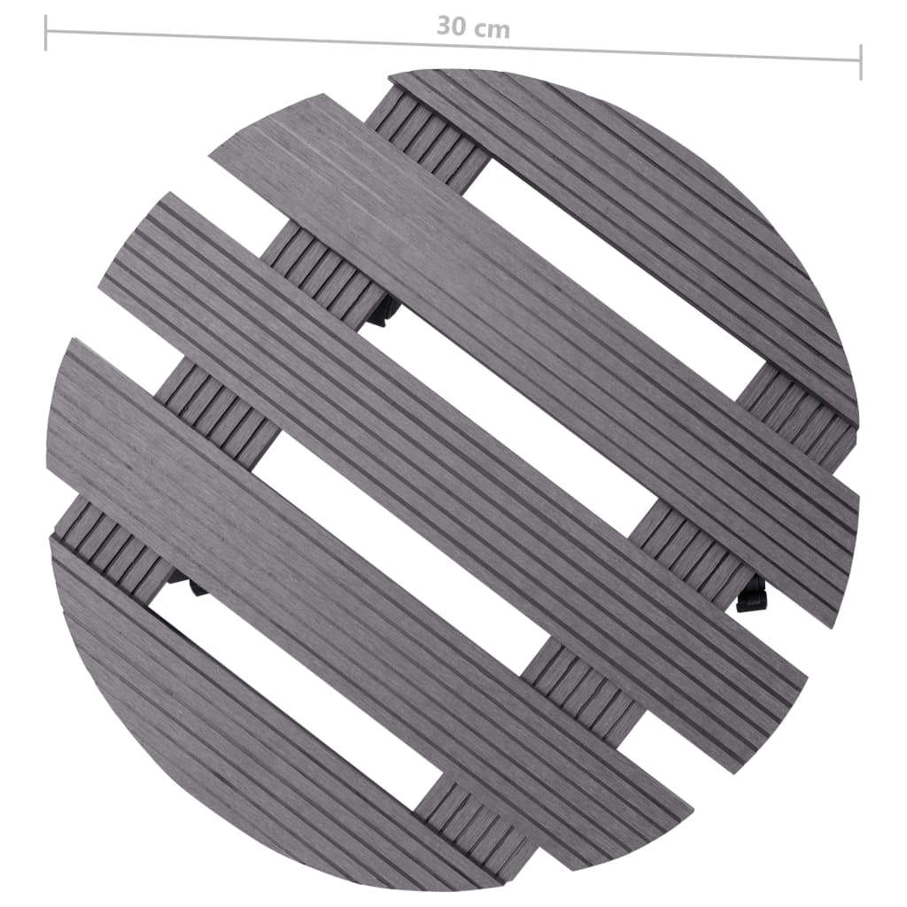vidaXL Plant Trolleys 4 pcs Grey Ø30x7,5 cm WPC