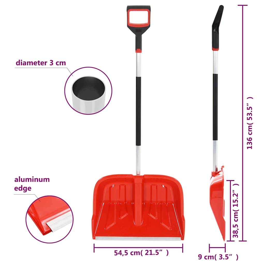 93709 vidaXL Snow Shovel Red 136 cm Aluminium