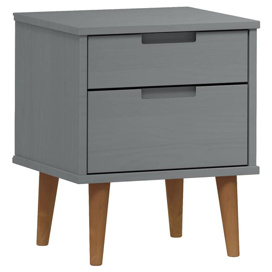 vidaXL Bedside Cabinet "MOLDE" Grey 40x35x48 cm Solid Wood Pine