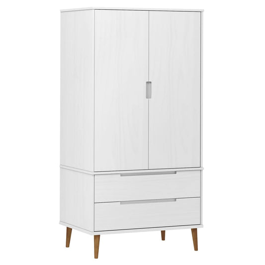 vidaXL Wardrobe MOLDE White 90x55x175 cm Solid Wood Pine